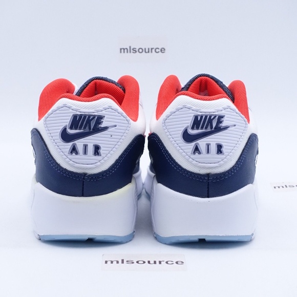 NEW Nike Air Max 90 Sneakers DJ5177-100 White/Chile Red - Picture 3 of 9